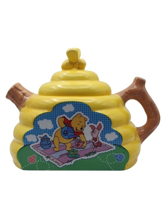 Disney Other - Disney Winnie The Pooh Ceramic Yellow Bee Hive Teapot Piglet Picinic & Bee Lid